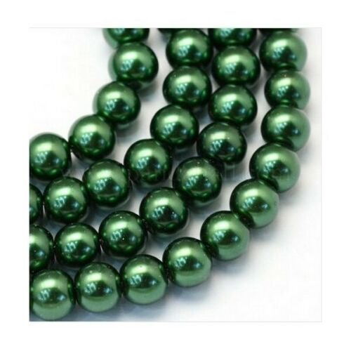 100 perles ronde en verre nacré fabrication bijoux 4 mm vert