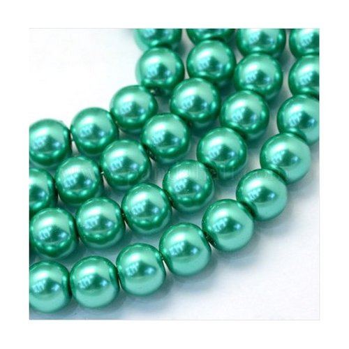 50 perles rondes en verre nacré fabrication bijoux 6 mm turquoise