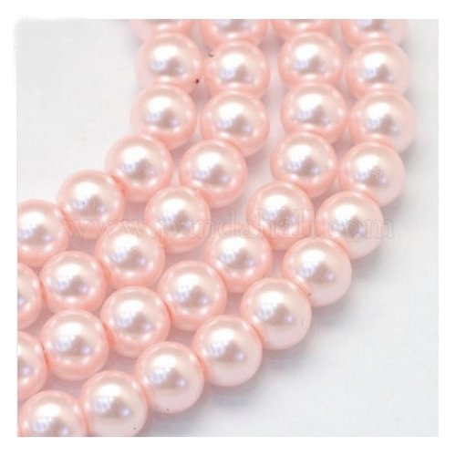 50 perles rondes en verre nacré fabrication bijoux 6 mm rose