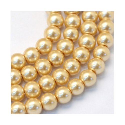 15 perles rondes en verre nacré fabrication bijoux 10 mm dore