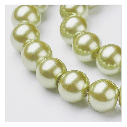 15 perles rondes en verre nacré fabrication bijoux 10 mm anis