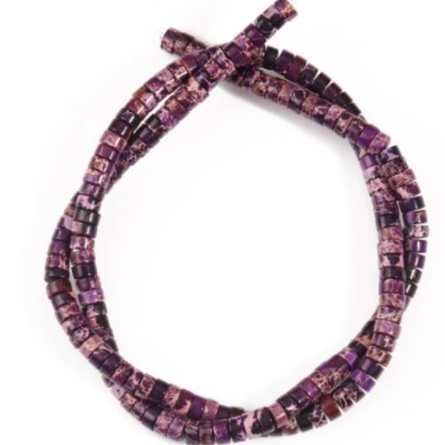 Fil de perle rondelle heishi pierre naturelle jaspers impériale 2 x 4 mm violet