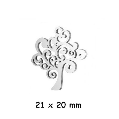 2 médailles charms breloques acier inoxydable 21 x 20 mm arbre de vie a352 x