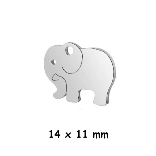 3 médailles charms breloques acier inoxydable 14 x 11 mm elephant a355 x