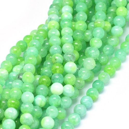 Fil de 46 perles ronde naturelle jade teintée fabrication bijoux 8 mm vert