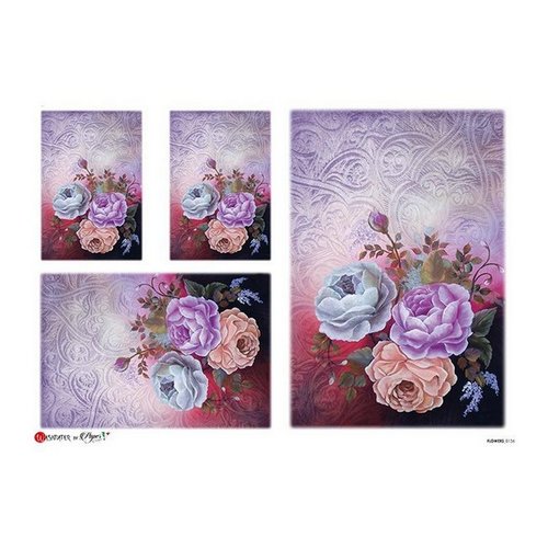 1 feuille de papier de riz 22,5 x 32 cm découpage collage paper designs fleur mauve rose 0156
