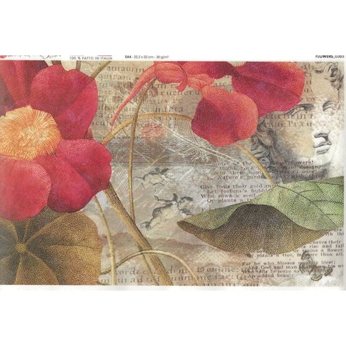 1 feuille de papier de riz 22,5 x 32 cm découpage collage paper designs fleur ange 0383
