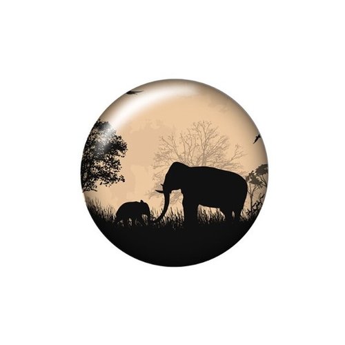 1 cabochon rond en verre fabrication bijoux décoration 25 mm savane elephant a