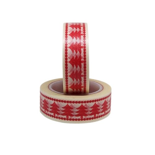 Washi masking tape ruban adhésif décoration 15 mm x 9 m sapin rouge