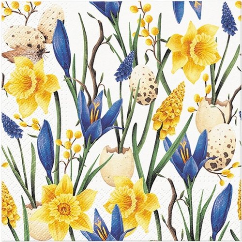 2 serviettes en papier 33 x 33 cm découpage collage fleur bleu jonquille fl 302