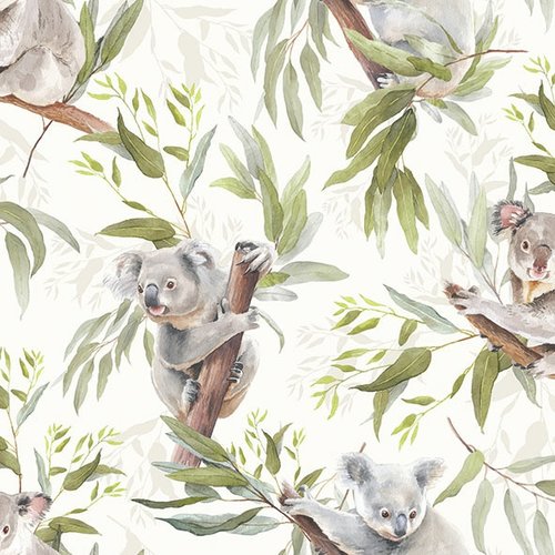 2 serviettes en papier 33 x 33 cm découpage collage koala branche feuille an 306