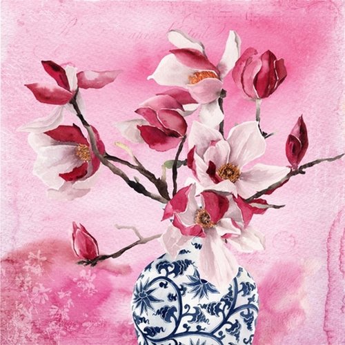 2 serviettes en papier 33 x 33 cm découpage collage fleur magnolias fl 102