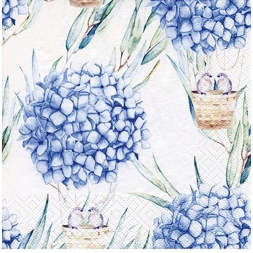 2 serviettes en papier 33 x 33 cm découpage collage fleur hortensias fa 751