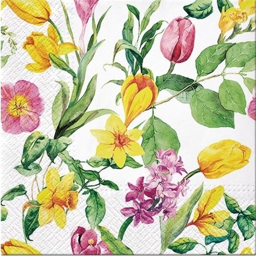 2 serviettes en papier 33 x 33 cm découpage collage fleur jonquille tulipe fa 810