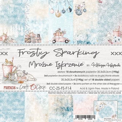 18 papiers scrapbooking 20 x 20 cm craft o' clock  frozty sparking