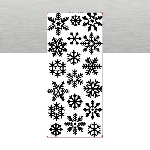 1 planche de stickers autocollants peel off argenté motifs hiver givre 7069