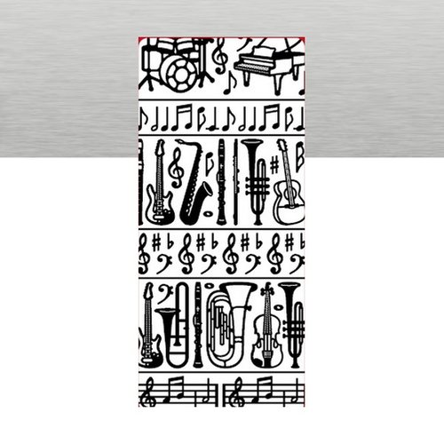 1 planche de stickers autocollants peel off argenté motifs instruments de musique 6473