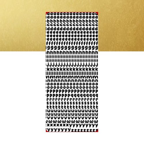 1 planche de stickers autocollants peel off doré motifs alphabet  minuscule 1590