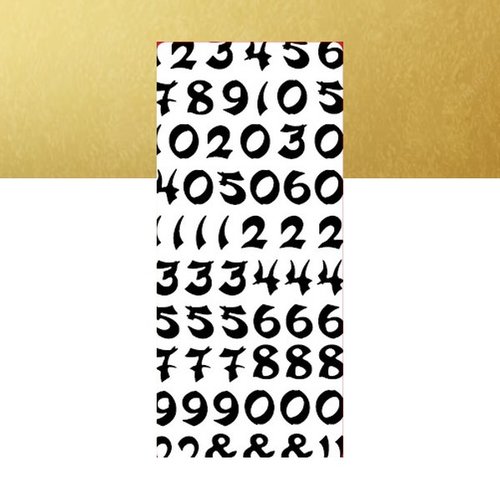 1 planche de stickers autocollants peel off doré motifs chiffre 6202
