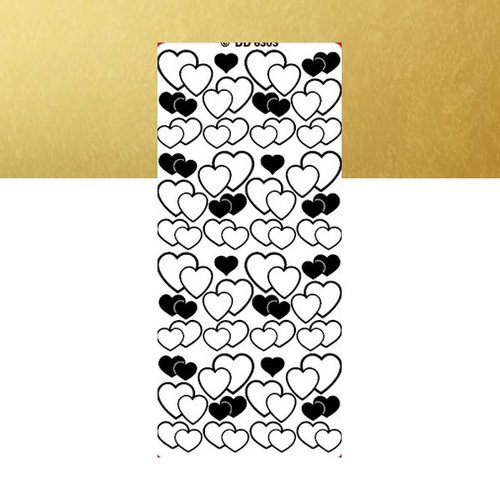 1 planche de stickers autocollants peel off doré motifs coeur 6303