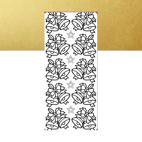 1 planche de stickers autocollants peel off doré motifs noel cloche 7065