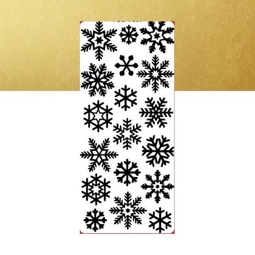1 planche de stickers autocollants peel off doré motifs hiver givre 7069