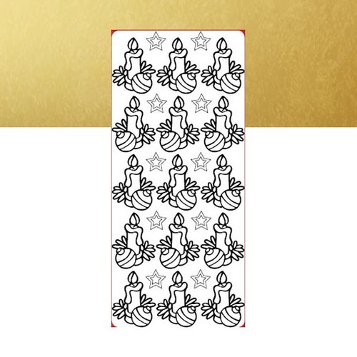 1 planche de stickers autocollants peel off doré motifs noel bougie boule etoile 7064