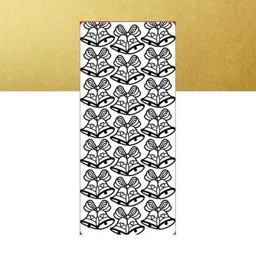 1 planche de stickers autocollants peel off doré motifs noel cloche 6433