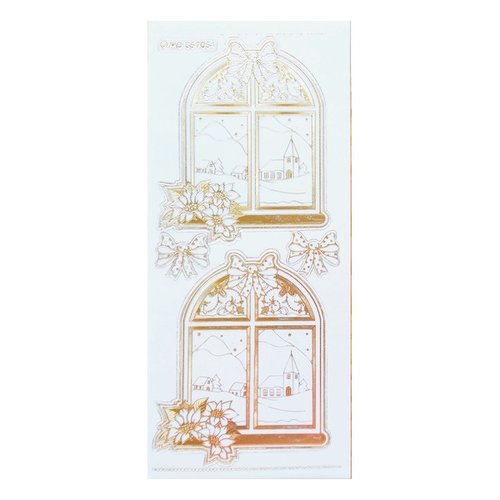 1 planche de stickers autocollants transparents embossage relief doré motifs noel fenetre nature 7054