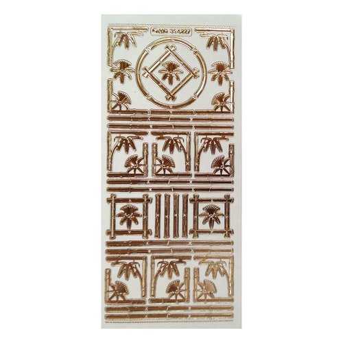 1 planche de stickers autocollants transparents embossage relief doré motifs decoration chinoise 6227