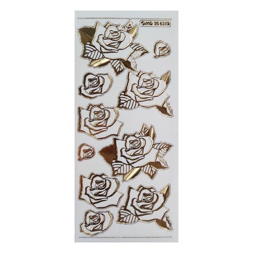 1 planche de stickers autocollants transparents embossage relief doré motifs fleur rose 6312