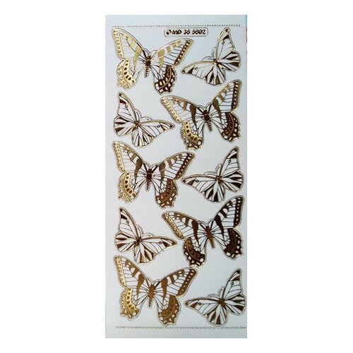 1 planche de stickers autocollants transparents embossage relief doré motifs papillon 5802