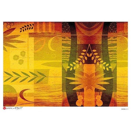 1 feuille de papier de riz 22,5 x 32 cm découpage collage paper designs texture vert orange