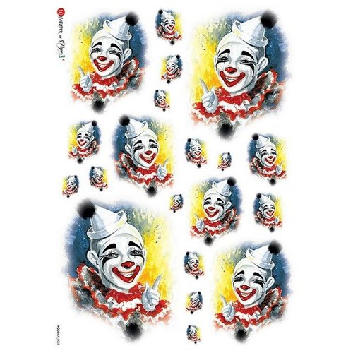1 feuille de papier de riz 22,5 x 32 cm découpage collage paper designs clowns 0009