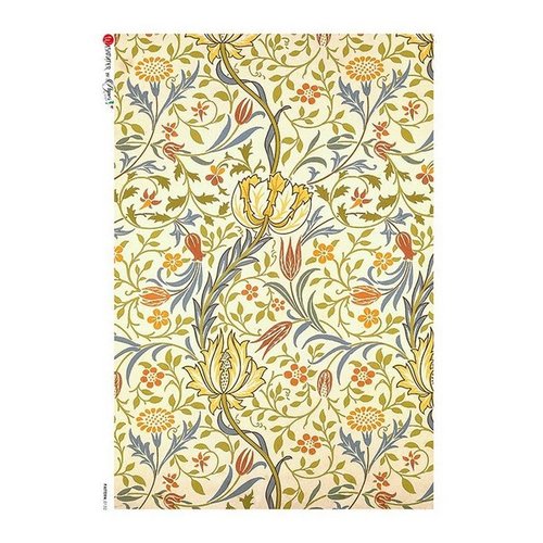 1 feuille de papier de riz 22,5 x 32 cm découpage collage paper designs fleur tapisserie 0132
