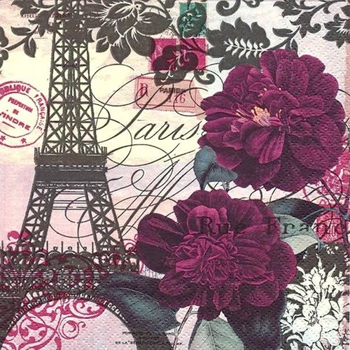2 serviettes en papier 33 x 33 cm découpage collage vintage art parisienne