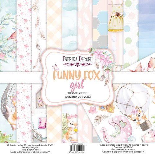 10 papiers scrapbooking 20 x 20 cm fabrika decoru funny fox girl