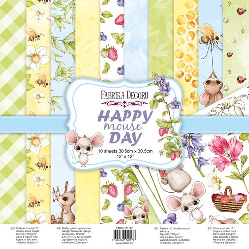 10 papiers 30,5 x 30,5 cm fabrika decoru happy mouse day