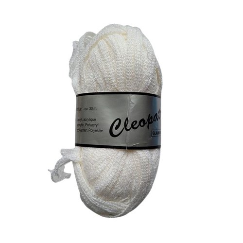 1 pelote de laine à écharpe lammy cleopatra glamour 005 blanc brillant