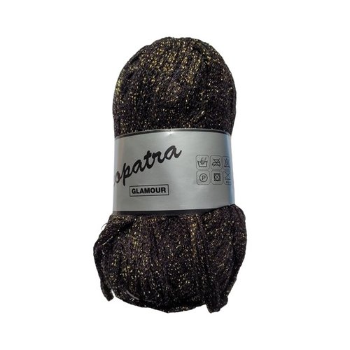 1 pelote de laine à écharpe lammy cleopatra glamour 003 noir brillant dore