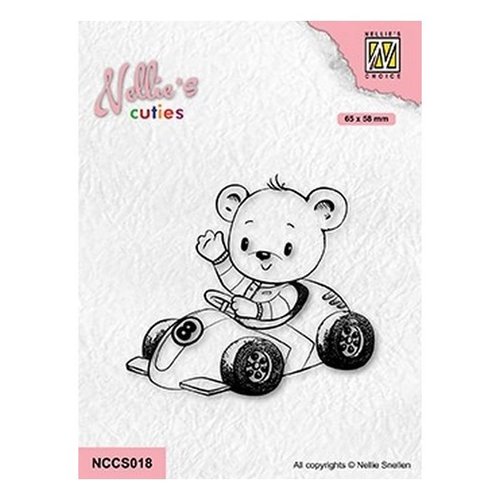Tampon transparent clear stamp scrapbooking nellie s choice ourson voiture 018