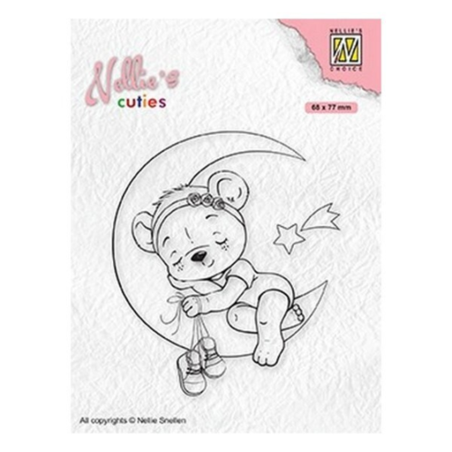 Tampon transparent clear stamp scrapbooking nellie s choice ourson lune 016