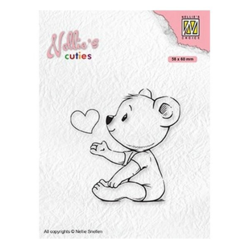 Tampon transparent clear stamp scrapbooking nellie s choice ourson coeur 009