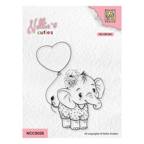 Tampon transparent clear stamp scrapbooking nellie s choice elephant coeur 026