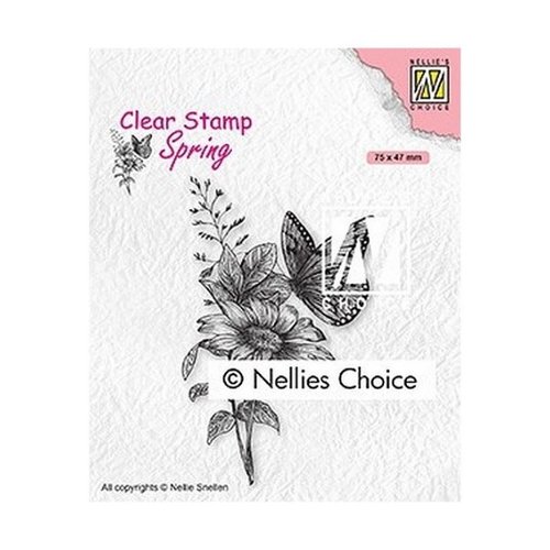 Tampon transparent clear stamp scrapbooking nellie s choice papillon fleur 018