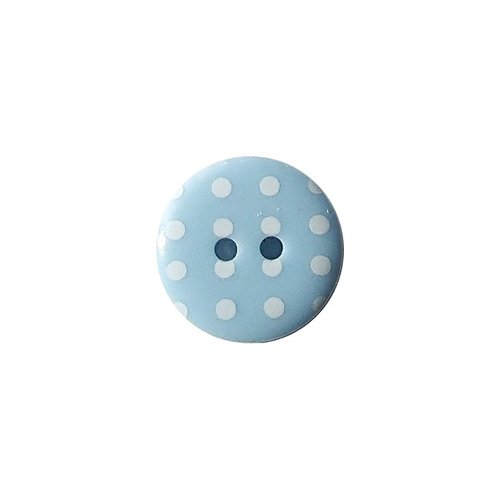 6 boutons ronds à pois en résine 1.8 cm couture décoration scrapbooking bleu clair