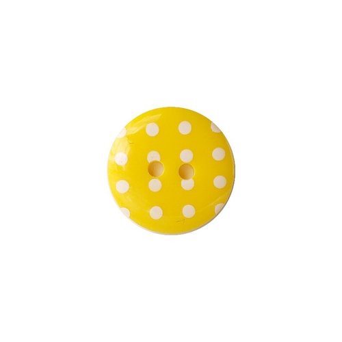 6 boutons ronds à pois en résine 1.8 cm couture décoration scrapbooking jaune