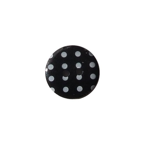 6 boutons ronds à pois en résine 1.8 cm couture décoration scrapbooking noir