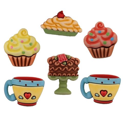 6 boutons fantaisies scrapbooking décoration sweet delice
