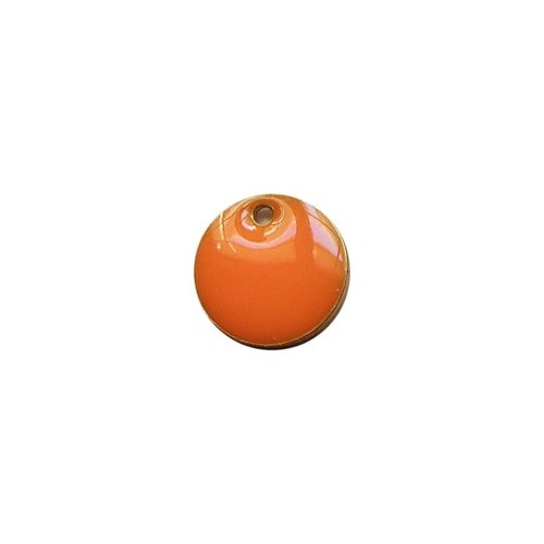 4 breloques émaillées fabrication bijoux forme rond 12 mm orange
